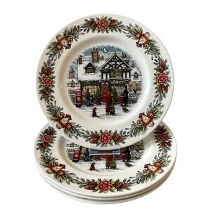 Royal Stafford TOY SHOP Dinner Plate 11in Set of 4 Christmas Holiday New